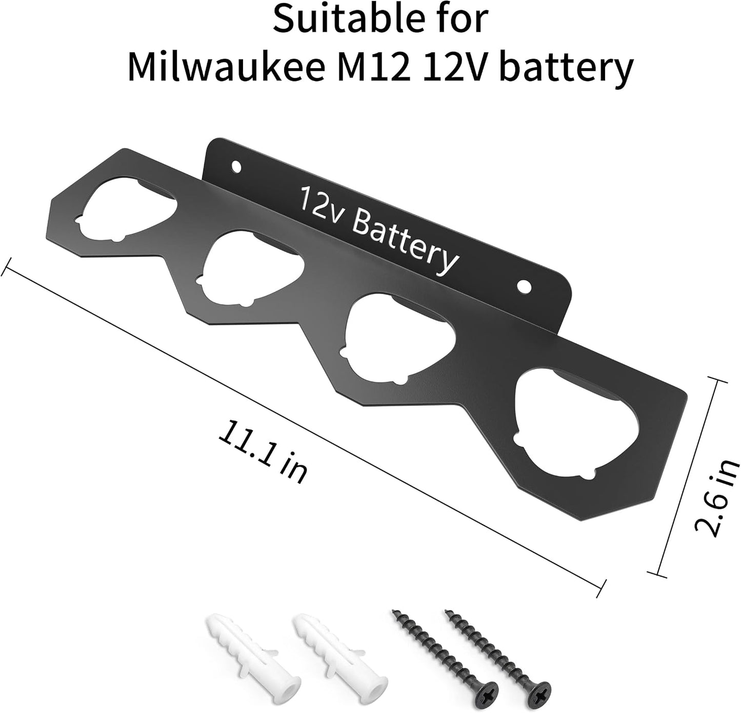 4-Slot Metal Wall Mount for Milwaukee M12 Batteries