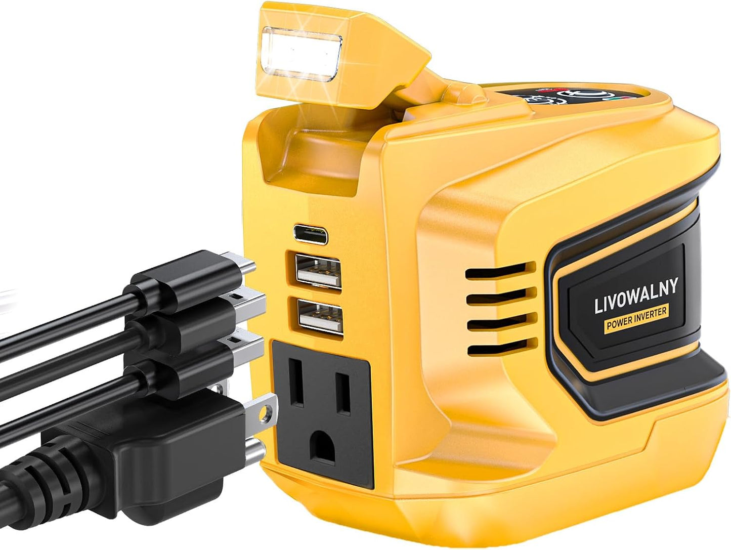 220-250W Power Inverter Compatible with Milwaukee 18V Battery - DC 18V to AC 110-120V Power Station with 1 AC Outlet - 2 USB 1 Type-C & LED Light for Camping Power Outage - Tool Only