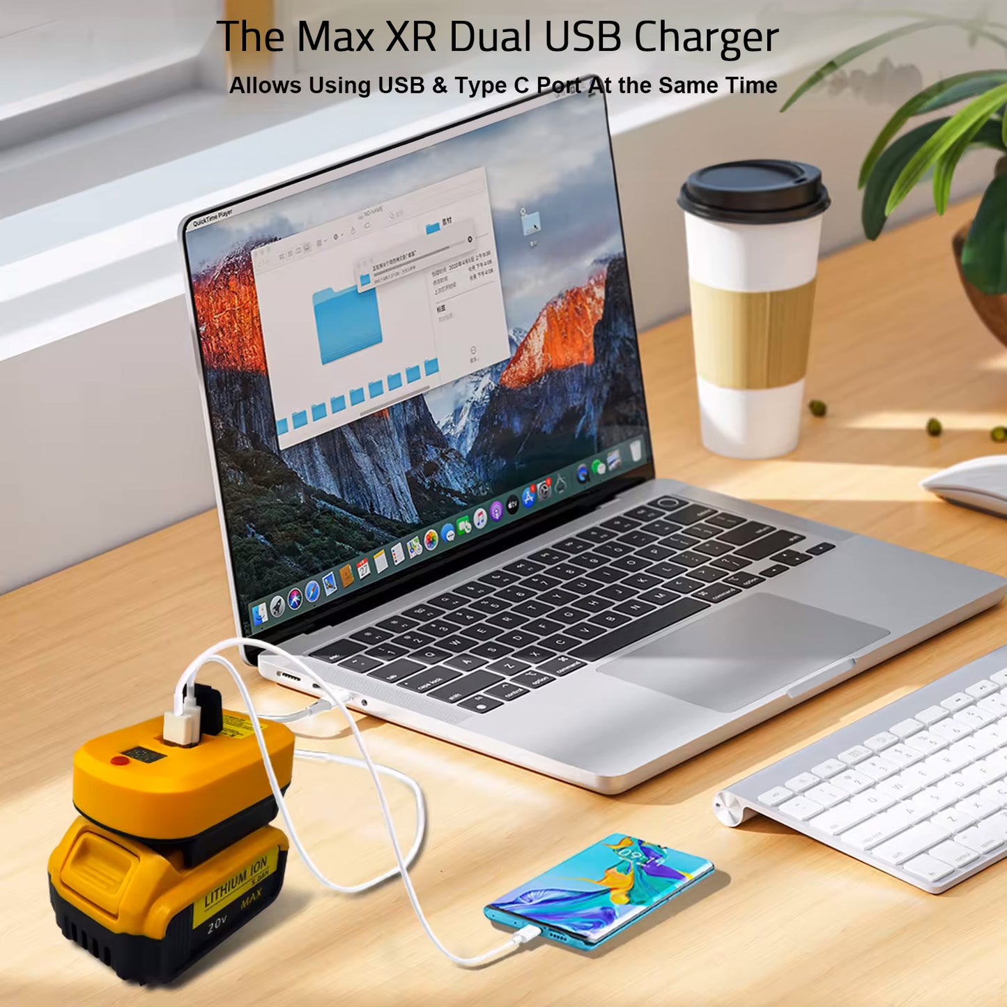 USB-C Fast Charger with LED Screen Compatible with Dewalt Max XR Battery