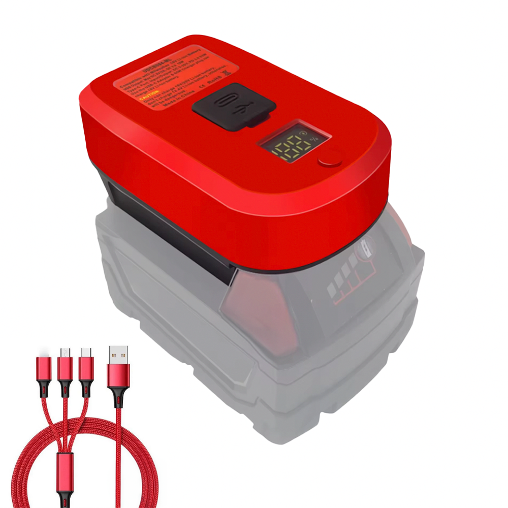 USB-C Fast Charger with LED Screen – Compatible with Milwaukee M18 Batteries