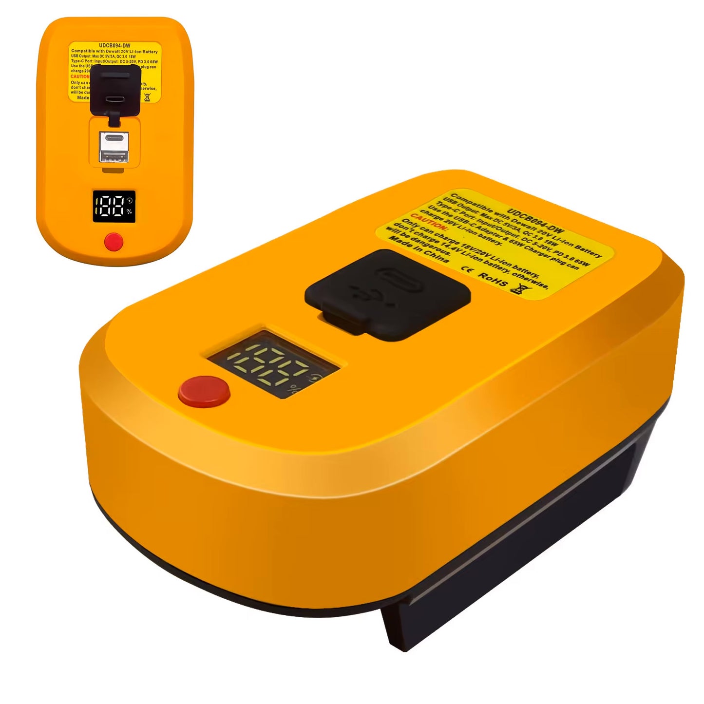 USB-C Fast Charger with LED Screen Compatible with Dewalt Max XR Battery