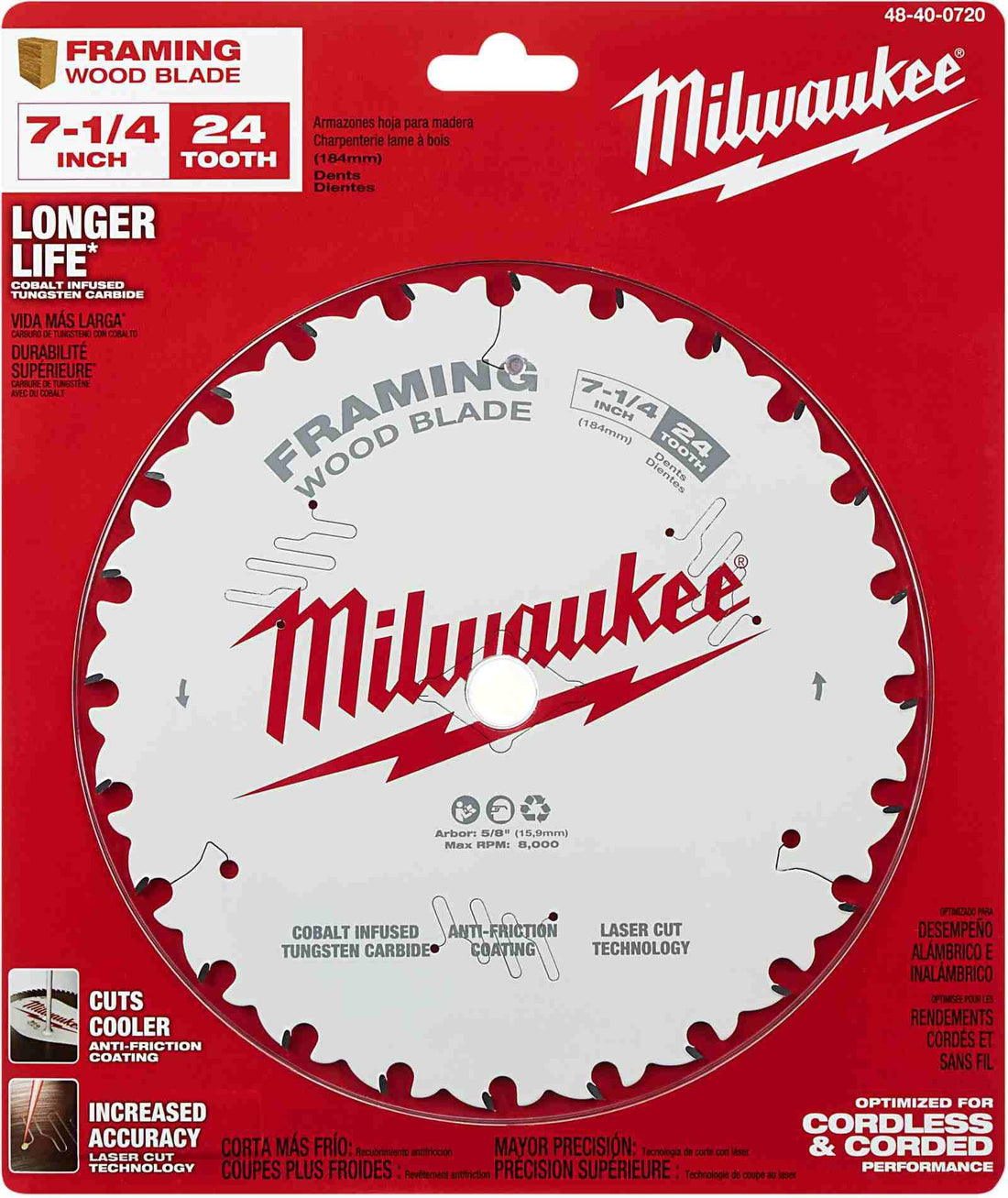 Milwaukee Carbide Thin-Kerf Circular Saw Blade 7-1/4"