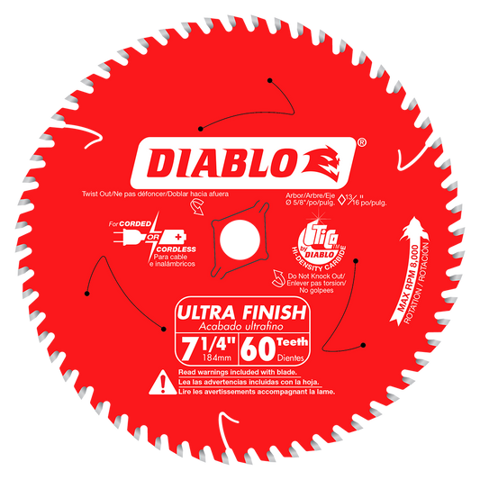 Diablo D0775F 7-1/4-Inch 60-Tooth Fine Finish Circular Saw Blade