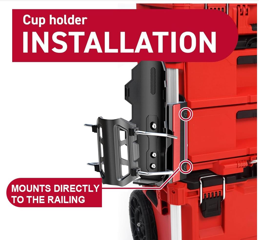 Adjustable Cup Holder Compatible with Milwaukee Packout, Drink Holder