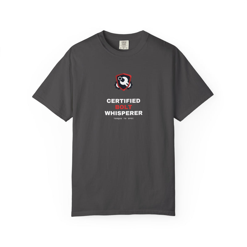 Certified Bolt Whisperer — Heavyweight Tee — Tool Army
