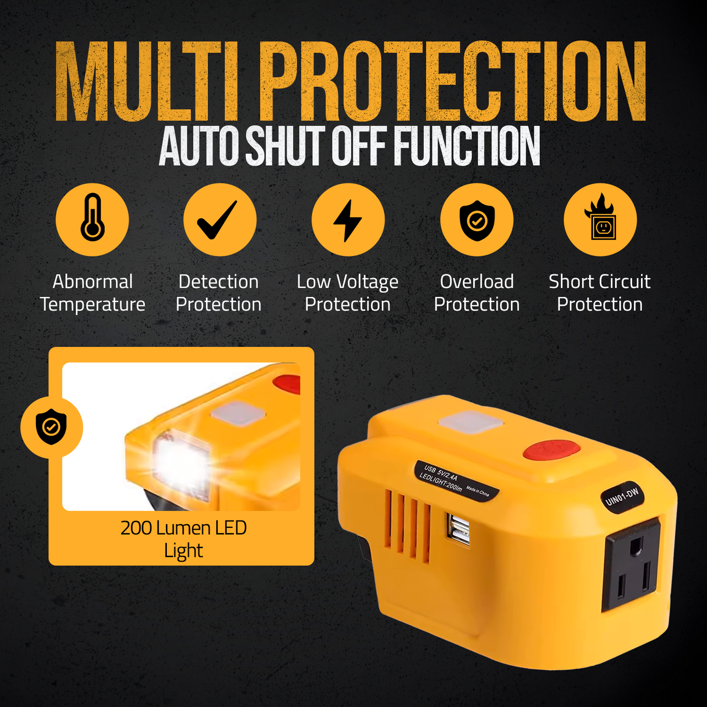 150W Power Inverter Compatible with Dewalt MAX XR Battery