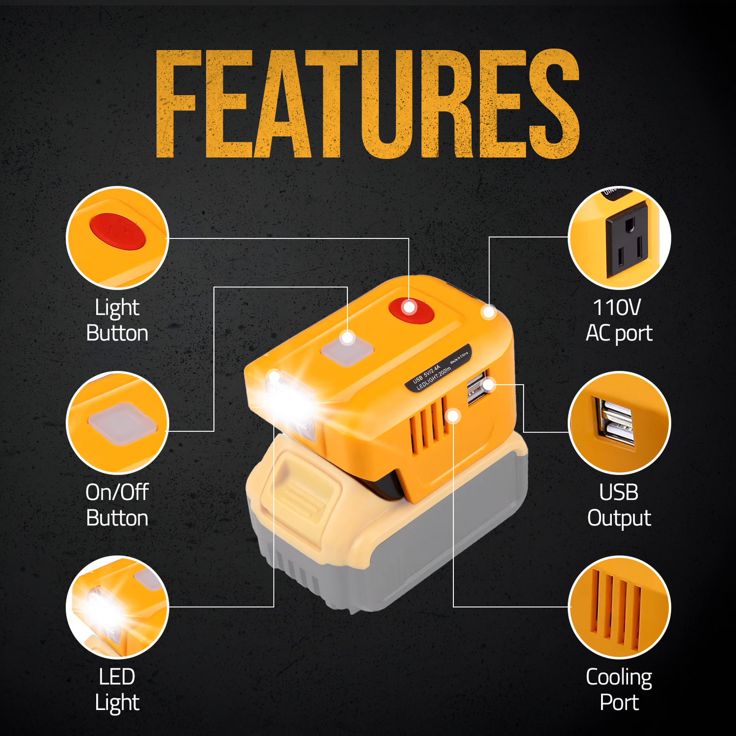 150W Power Inverter Compatible with Dewalt MAX XR Battery