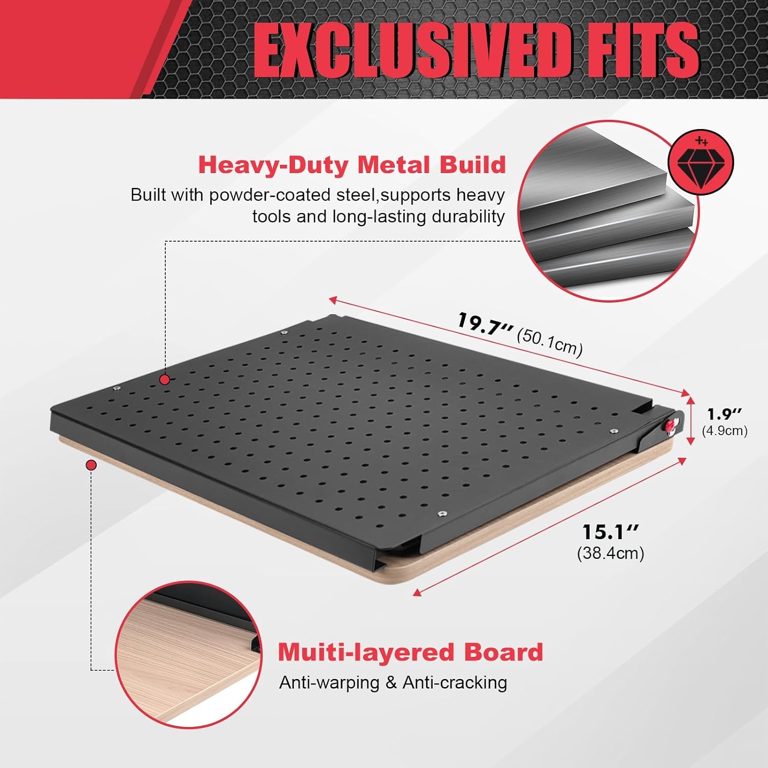 Heavy Duty Foldable Workbench Compatible with Milwaukee Packout System, Mobile Workstation with Integrated Pegboard Tool Storage & Wooden Work Surface for Rolling Tool Boxes
