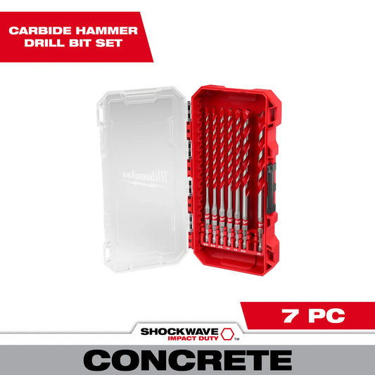 Milwaukee 48-20-9052 7pc. SHOCKWAVE Carbide Hammer Drill Bit Kit