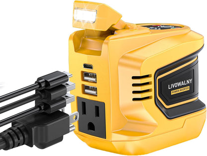 220-250W Power Inverter Compatible with Milwaukee 18V Battery - DC 18V to AC 110-120V Power Station with 1 AC Outlet - 2 USB 1 Type-C & LED Light for Camping Power Outage - Tool Only