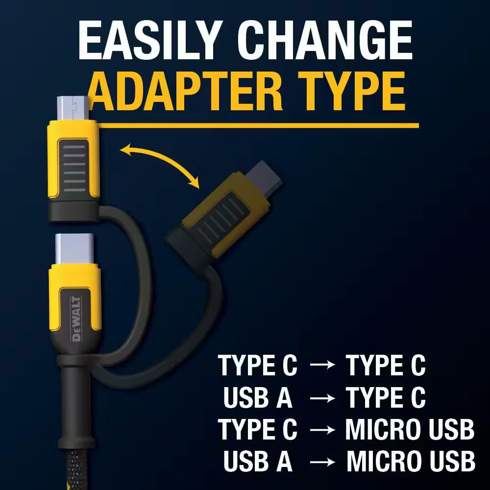 Combo Cable Type C/Micro USB to Type C/USB 6 Ft.
