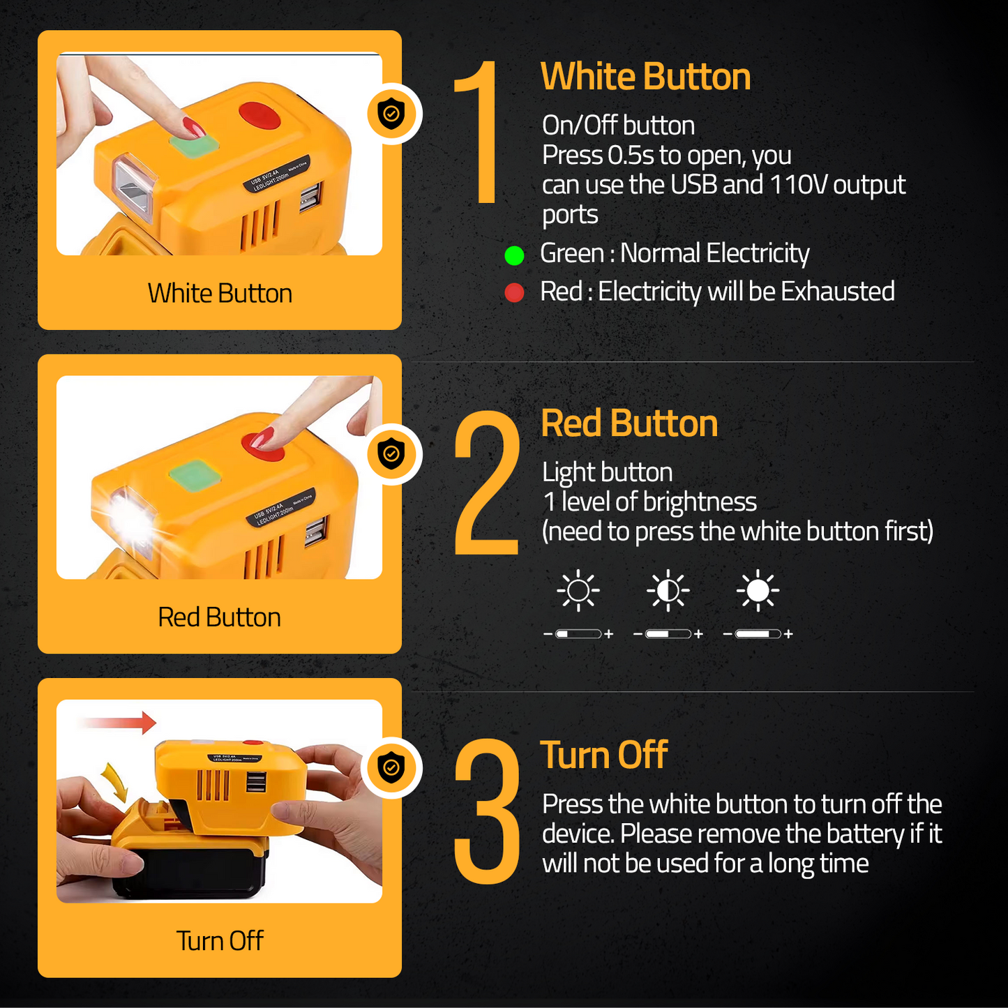 150W Power Inverter Compatible with Dewalt MAX XR Battery