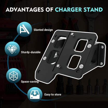 Wall-Mount Bracket for Milwaukee M12 & M18 Chargers — Black