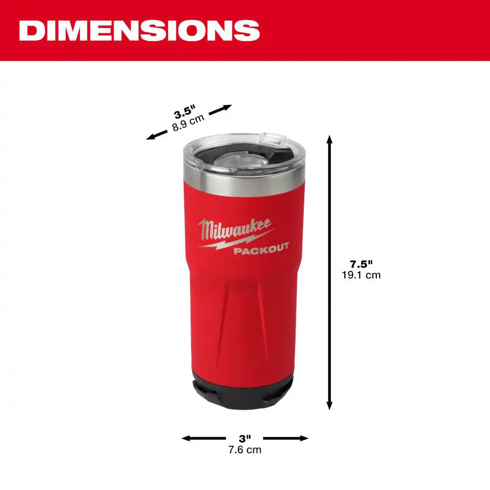 Milwaukee PACKOUT Tumbler — 20 oz Red / 30 oz Black