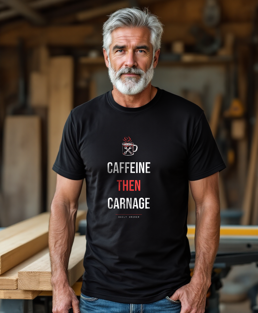 Caffeine Then Carnage — worn by a model (Tool Army) — Black