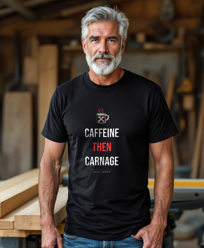 Caffeine Then Carnage — worn by a model (Tool Army) — Black
