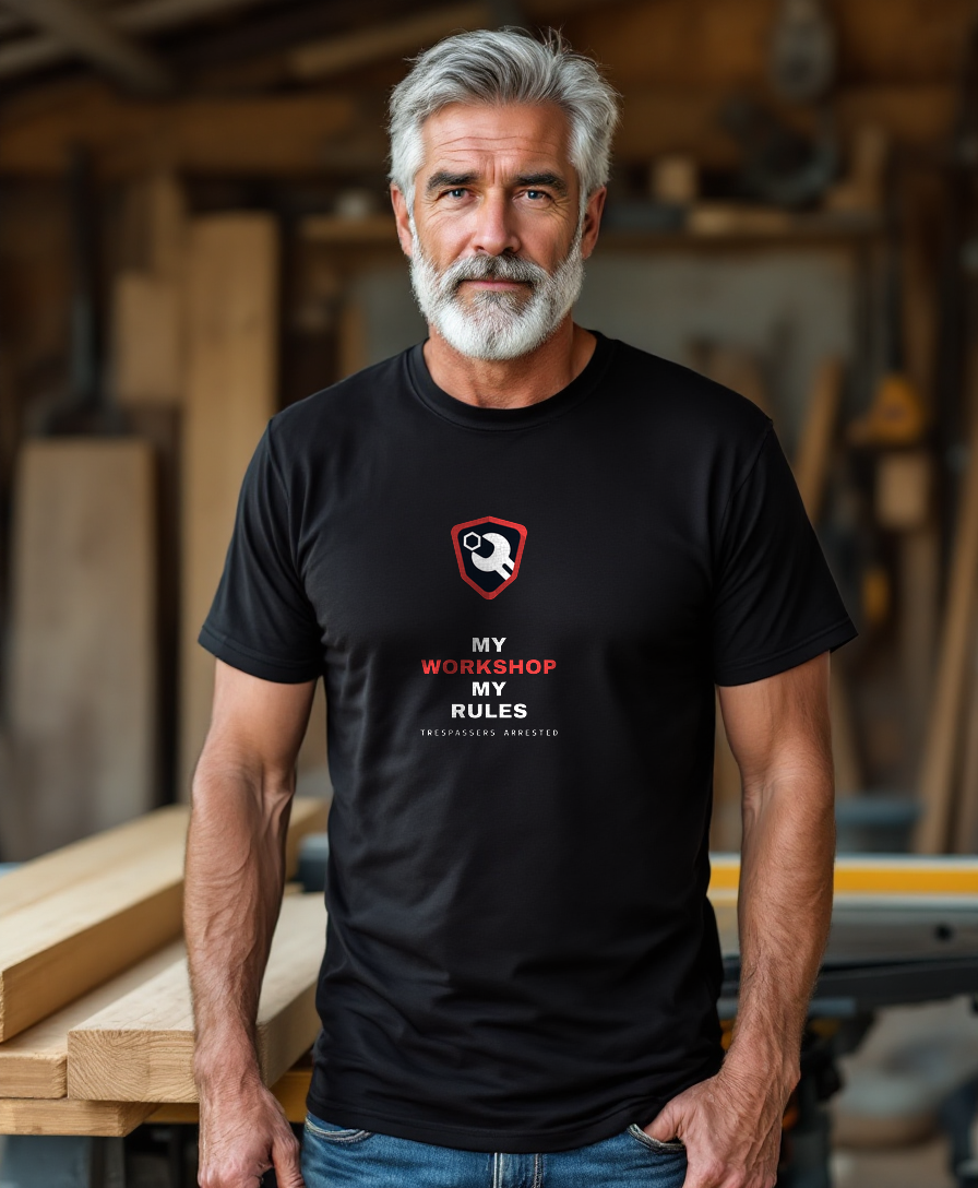 My Workshop My Rules — worn by a model (Tool Army) — Black