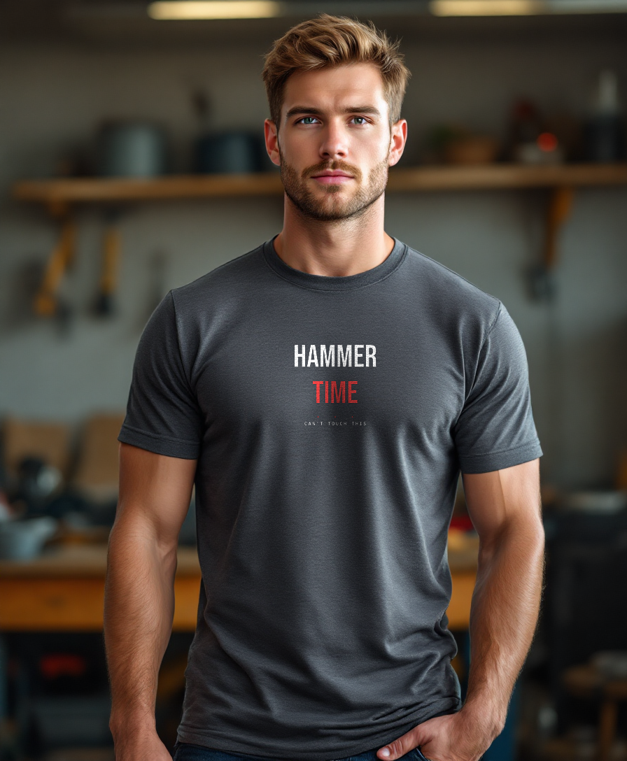 Hammer Time — worn by a model (Tool Army) — Graphite Heather