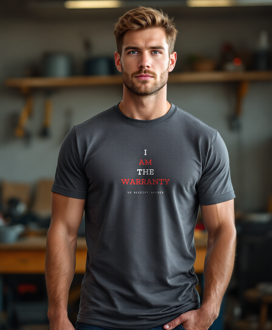 I Am The Warranty — worn by a model (Tool Army) — Graphite Heather