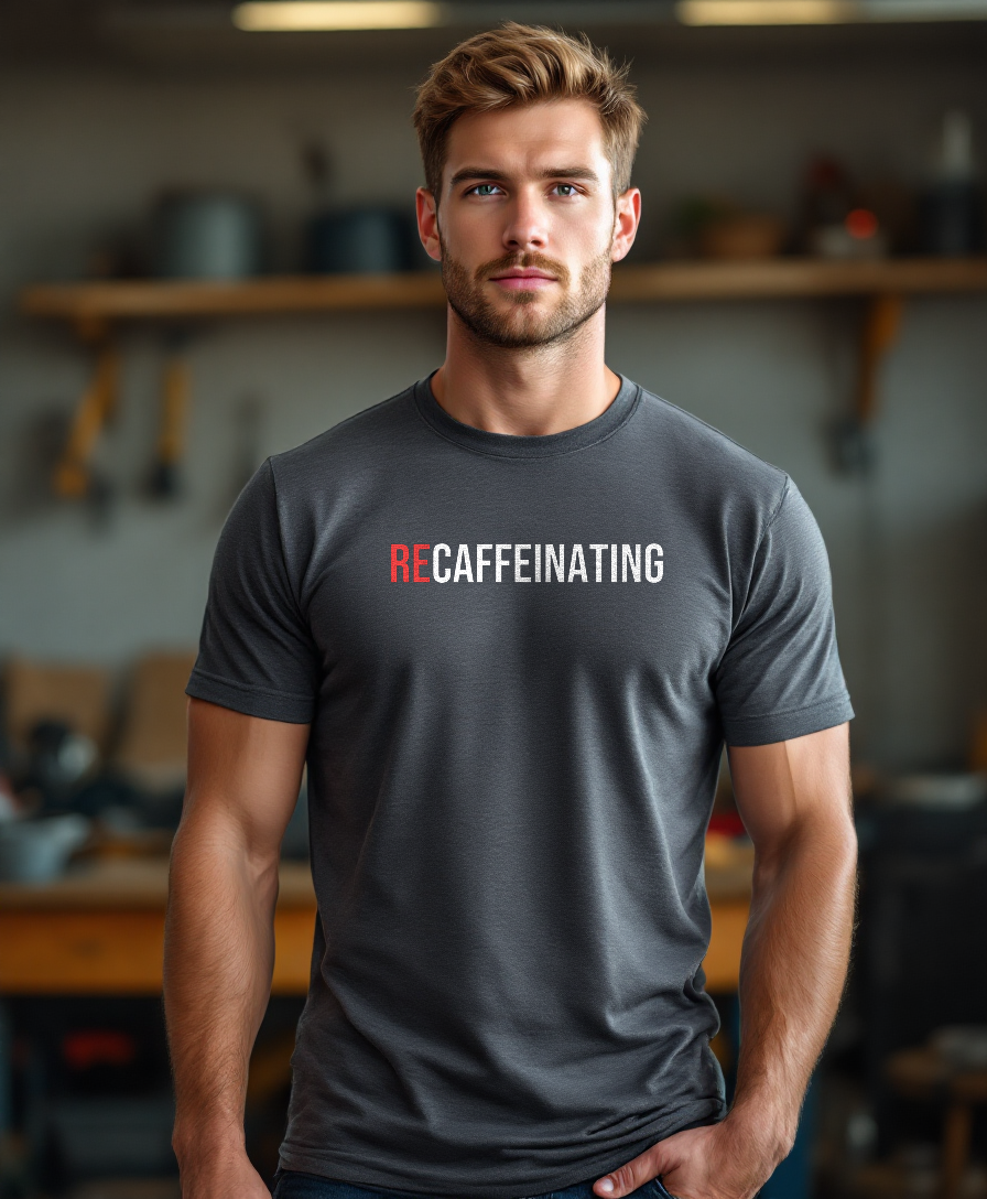 Procaffeinating — worn by a model (Tool Army) — Graphite Heather