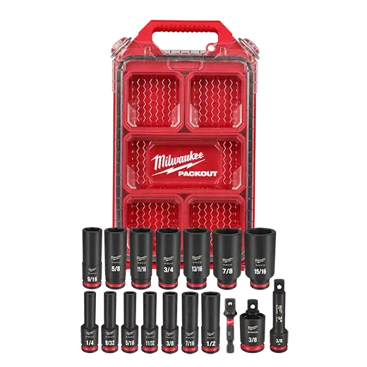 Milwaukee 49-66-6800 SHOCKWAVE Impact Duty Socket 3/8” Dr 17PC SAE PACKOUT Set