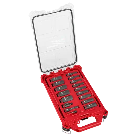 Milwaukee 49-66-6800 Juego de dados SHOCKWAVE Impact Duty de 17 piezas y 3/8" con encastre SAE PACKOUT
