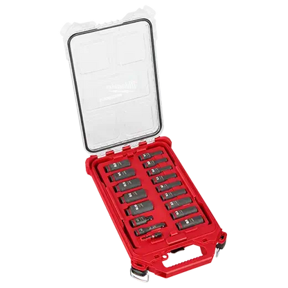 Milwaukee 49-66-6800 Juego de dados SHOCKWAVE Impact Duty de 17 piezas y 3/8" con encastre SAE PACKOUT