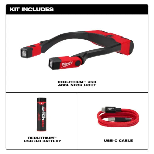 Luz de cuello Milwaukee 2117-21 REDLITHIUM USB de 400 lúmenes