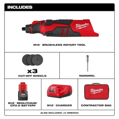 Milwaukee 2525-21 Kit de herramienta rotativa sin escobillas M12