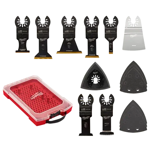 Milwaukee 49-10-9114 MILWAUKEE Kit de 15 cuchillas para herramientas multiusos oscilantes Universal Fit OPEN-LOK con estuche modular