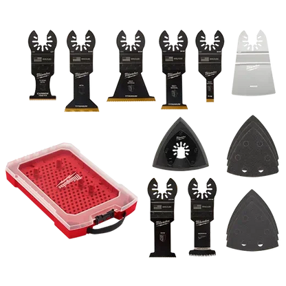 Milwaukee 49-10-9114 MILWAUKEE Kit de 15 cuchillas para herramientas multiusos oscilantes Universal Fit OPEN-LOK con estuche modular