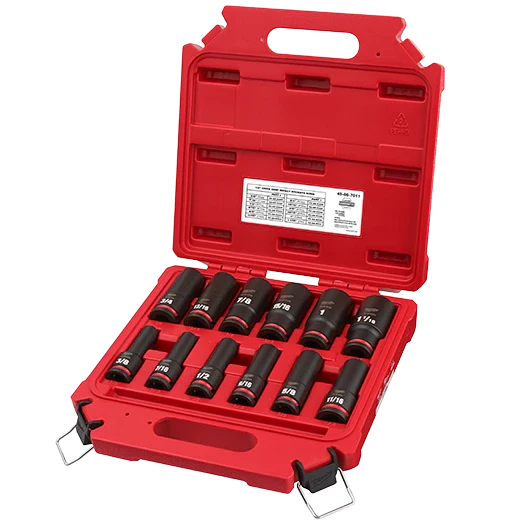 Milwaukee 49-66-7011 Juego de 12 dados de impacto SHOCKWAVE de 1/2" de profundidad y 6 puntas SAE