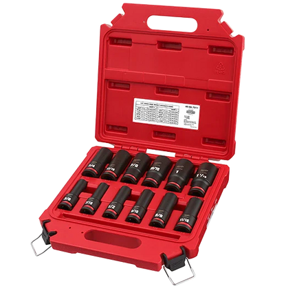 Milwaukee 49-66-7011 Juego de 12 dados de impacto SHOCKWAVE de 1/2" de profundidad y 6 puntas SAE