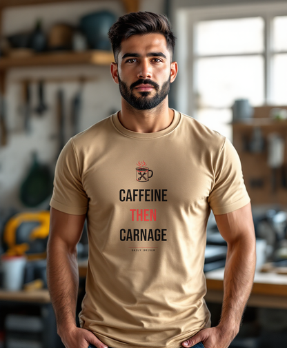 Caffeine Then Carnage — worn by a model (Tool Army) — Sand