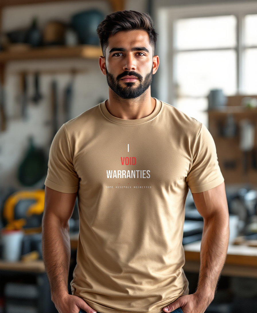 I Void Warranties — worn by a model (Tool Army) — Sand