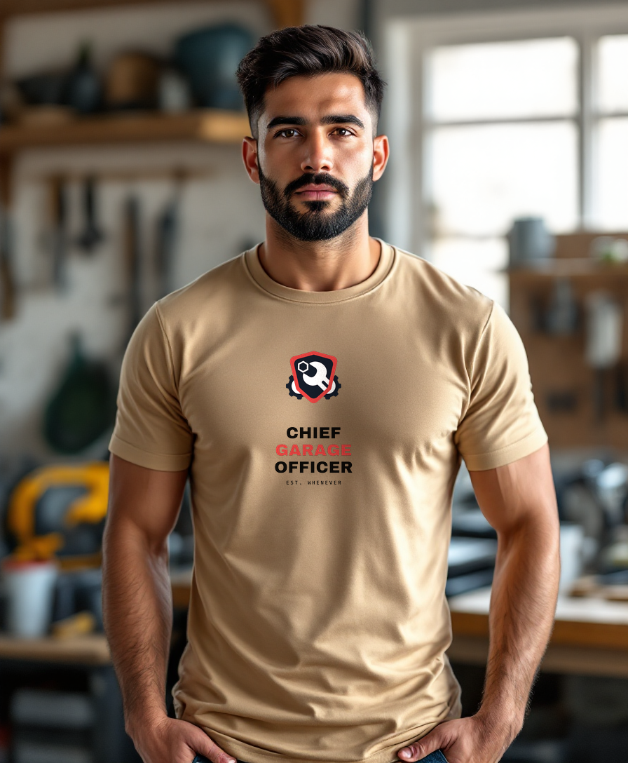 Chief Garage Officer — worn by a model (Tool Army) — Sand