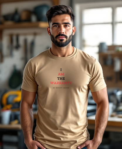 I Am The Warranty — worn by a model (Tool Army) — Sand