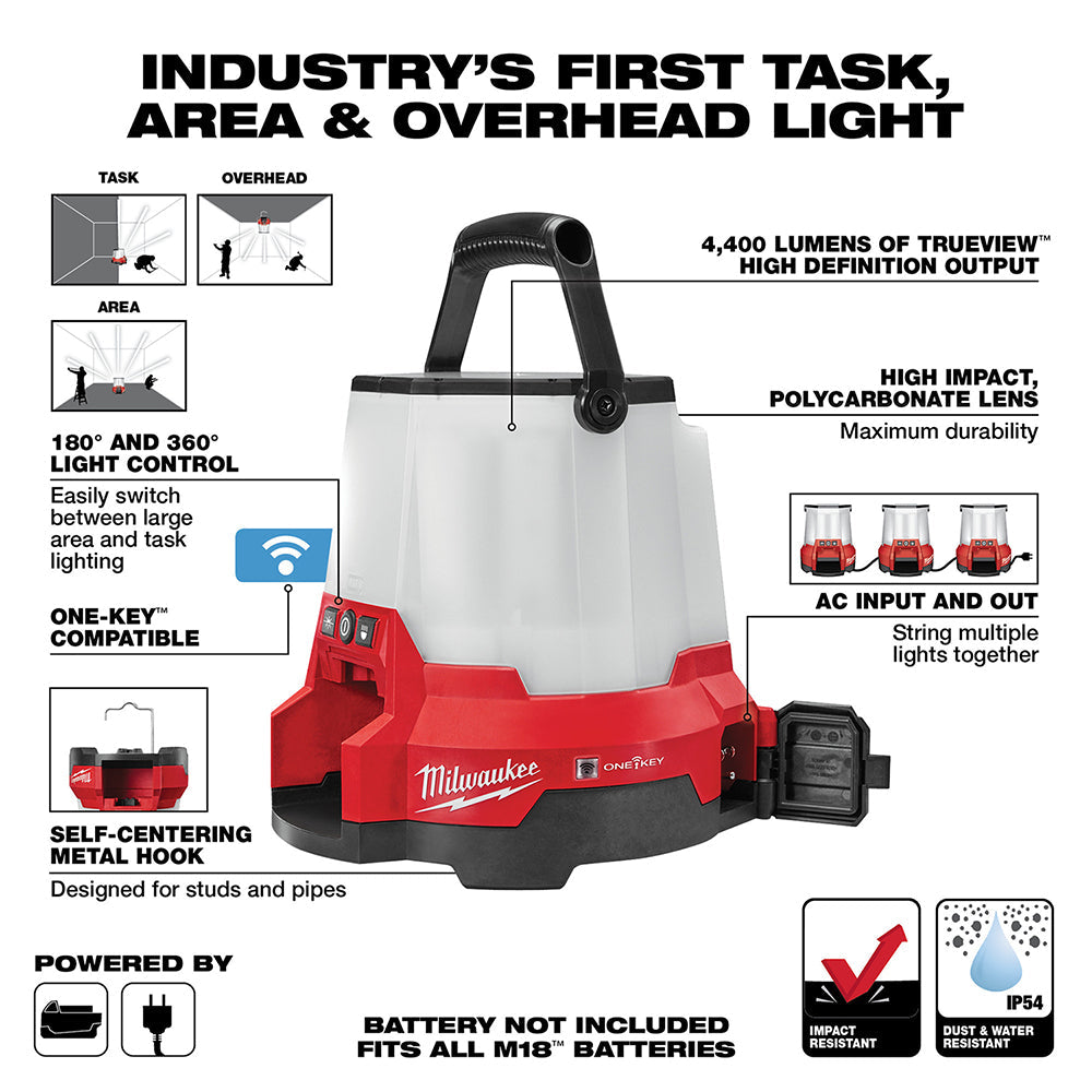Milwaukee 2146-20 M18 RADIUS Luz de obra compacta LED con ONE-KEY