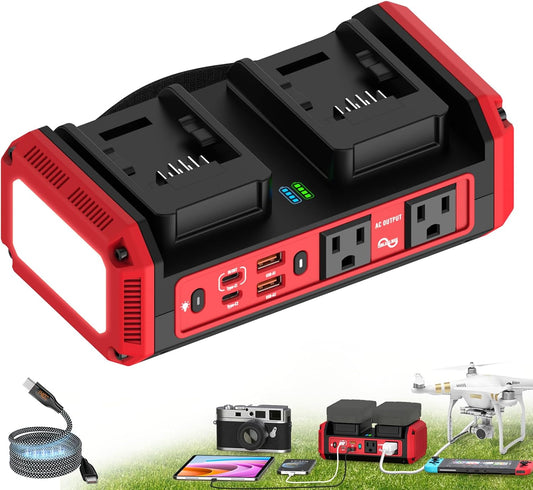 350W Pure Sine Wave Power Inverter Compatible with Milwaukee M18 Battery