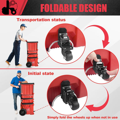 Steel Front Caster Wheel Kit for Milwaukee Packout Rolling Toolbox
