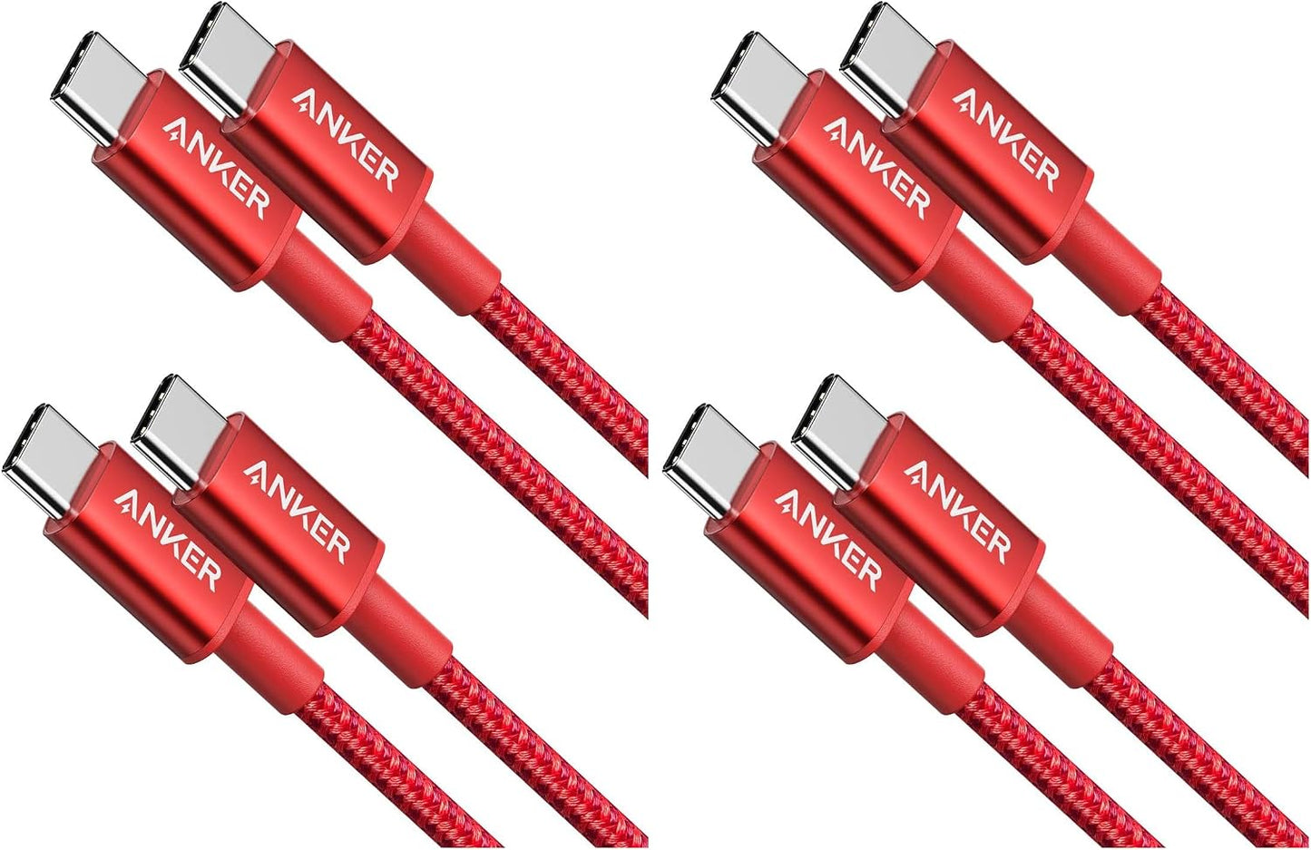 Anker USB C to USB C Cable, Type-C 60W Fast Charging Cable (3.3 FT, 2Pack) for Iphone 17 Series, Ipad Mini 6 and More (Red) (Pack of 2)