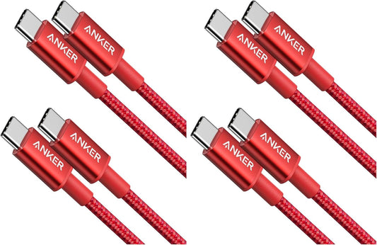 Anker USB C to USB C Cable, Type-C 60W Fast Charging Cable (3.3 FT, 2Pack) for Iphone 17 Series, Ipad Mini 6 and More (Red) (Pack of 2)
