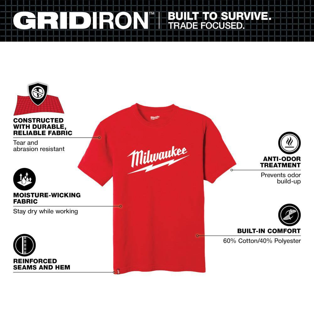 Milwaukee Heavy Duty Short-Sleeve T-Shirt — Red