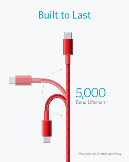 Anker USB C to USB C Cable, Type-C 60W Fast Charging Cable (3.3 FT, 2Pack) for Iphone 17 Series, Ipad Mini 6 and More (Red) (Pack of 2)