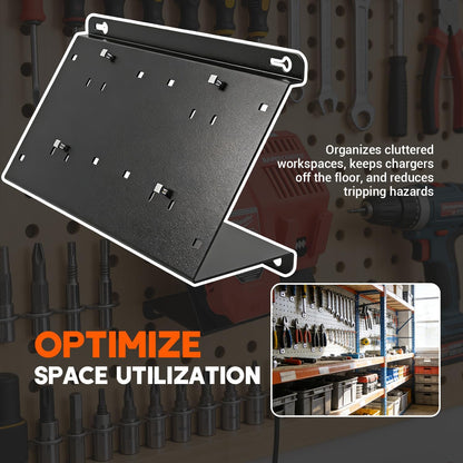 Dual Angled Steel Wall Bracket for Milwaukee M12 & M18 Chargers