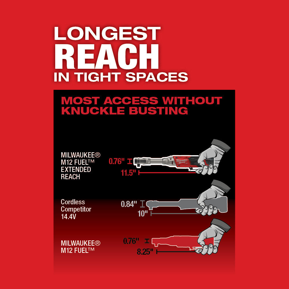 Milwaukee 2560-20 M12 FUEL Llave de carraca de alcance extendido de 3/8 pulg.