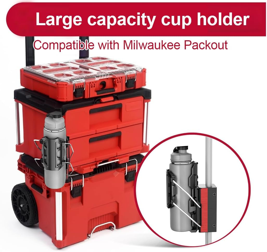 Adjustable Cup Holder Compatible with Milwaukee Packout, Drink Holder