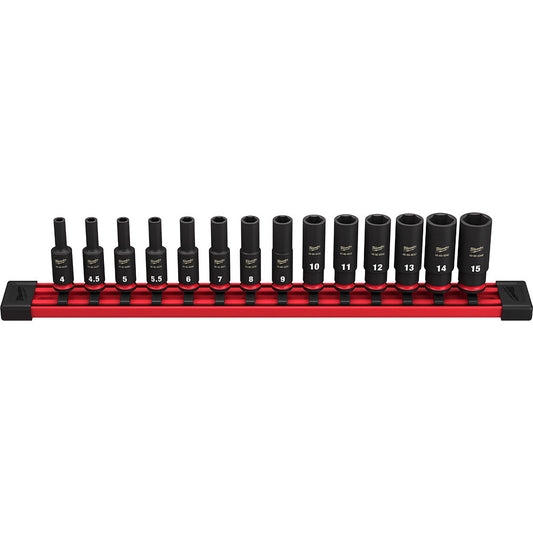 Milwaukee 49-66-7003 14PC SHOCKWAVE Impact Duty Metric Deep 6 Point Socket Set
