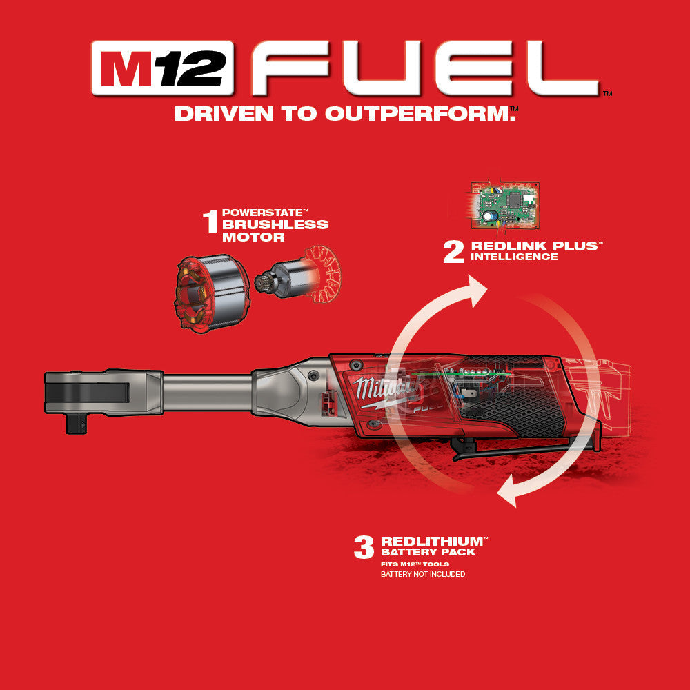 Milwaukee 2560-20 M12 FUEL Llave de carraca de alcance extendido de 3/8 pulg.