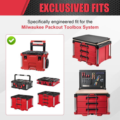 Heavy Duty Foldable Workbench Compatible with Milwaukee Packout System, Mobile Workstation with Integrated Pegboard Tool Storage & Wooden Work Surface for Rolling Tool Boxes